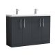 1200mm Floor Standing 4 Door Vanity & Double Basin - Nuie ARN1403F Black, Black colour ,image 1