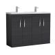 1200mm Floor Standing Cabinet With Double Basin - Nuie ATH026C Charcoal Black, Hacienda Black colour ,image 1