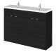 1200mm Vanity Unit & Double Ceramic Basin - Hudson Reed CBI634A Charcoal Black, Hacienda Black colour ,image 1