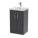 500mm Floor Standing 2 Door Vanity & Basin 3 - Hudson Reed JNU2201D Grey, Grey colour ,image 1