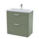 800mm Floor Standing 2 Drawer Vanity & Polymarble Basin - Nuie FPA804 Green, Green colour ,image 1