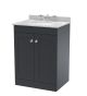 600mm Floor Standing 2 Door Vanity & Marble Top 3TH - Nuie CLC1425GR3 Black, Black colour ,image 1