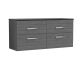 1200mm Wall Hung 4-Drawer Unit & Laminate Worktop - Nuie ATH046LSB2 Grey, Grey colour ,image 1