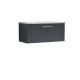 800mm Wall Hung Single Drawer Vanity & Laminate Top - Nuie DPF1496LBG Black, Black colour ,image 1