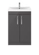 600mm Floor Standing Cabinet With Basin 3 - Nuie ATH075D Gloss Grey, Grey colour ,image 1