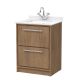 600mm Floor Standing 2-Drawer Vanity with Marble Worktop Basin - Hudson Reed LIL2733WS1 Oak, Oak colour ,image 1