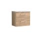 600mm Wall Hung 2-Drawer Vanity & Laminate Worktop - Nuie ARN3024LCM Oak, Oak colour ,image 1