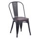 Tolix Style 850 x 450 Metal Garden Chair With Timber Seat - Gun Metal