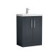 600mm Floor Standing 2 Door Vanity & Basin 1 - Nuie DPF1425A Black, Black colour ,image 1