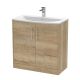 800mm Floor Standing 2 Door Vanity & Basin 4 - Hudson Reed JNU1805G Oak