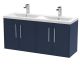1200mm Wall Hung 4-Door Vanity & Double Basin - Hudson Reed JNU2923F Blue, Blue colour ,image 1