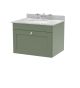 600mm Wall Hung 1 Drawer Vanity & Marble Top 3TH - Nuie CLC894GR3 Green, Green colour ,image 1