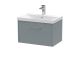 600mm Wall Hung Single Drawer Vanity & Basin 3 - Hudson Reed JNU2322D Grey, Grey colour ,image 1