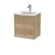 500mm Wall Hung 2 Door Vanity & Basin 4 - Hudson Reed JNU1821G Oak, Oak colour ,image 1