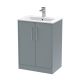 600mm Floor Standing 2 Door Vanity & Basin 2 - Hudson Reed JNU2303B Grey, Grey colour ,image 1