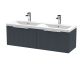 1200mm Wall Hung 2 Drawer Vanity & Double Basin - Hudson Reed DFF1494F Black, Black colour ,image 1