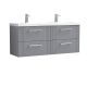 1200mm Wall Hung 4 Drawer Vanity & Double Basin - Nuie DPF293F Grey, Grey colour ,image 1