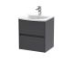500mm Wall Hung 2 Drawer Unit & Basin 4 - Nuie HAV2202G Grey, Grey colour ,image 1