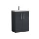 600mm Floor Standing 2-Door Vanity & Polymarble Basin - Nuie PAL029 Black, Black colour ,image 1