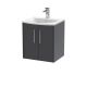 500mm Wall Hung 2 Door Vanity & Basin 4 - Hudson Reed JNU2221G Grey, Grey colour ,image 1