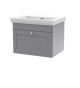 600mm Wall Hung 1 Drawer Vanity & Basin 0TH - Nuie CLC294H Grey