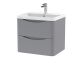 600mm Wall Hung 2 Drawer Vanity & Polymarble Basin - Nuie LUN202 Grey, Grey colour ,image 1