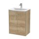 600mm Floor Standing 2 Door Vanity & Basin 4 - Hudson Reed JNU1803G Oak, Oak colour ,image 1