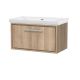 800mm Wall Hung Single Drawer Vanity with Basin - 0 Tap Hole - Hudson Reed LIL3025H Oak, Oak colour ,image 1