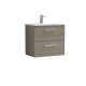 600mm Wall Hung 2 Drawer Vanity & Basin 2 - Nuie ARN2524B Oak, Oak colour ,image 1