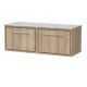 1200mm Wall Hung Single Drawer Vanity with Marble Worktop - Hudson Reed LIL3022GMT2 Oak, Oak colour ,image 1