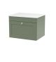 600mm Wall Hung 1-Drawer Vanity with Marble Top - Nuie CLC894WMT Green, Green colour ,image 1