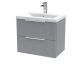 600mm Wall Hung 2 Drawer Vanity & Basin 1 - Hudson Reed DFF293A Grey