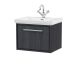 600mm Wall Hung Single Drawer Vanity with Basin - 1 Tap Hole - Hudson Reed LIL2222A Grey, Grey colour ,image 1