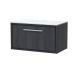 800mm Wall Hung Single Drawer Vanity with Marble Worktop - Hudson Reed LIL2225WMT Grey, Grey colour ,image 1