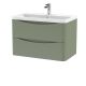 800mm Wall Hung 2 Drawer Vanity & Polymarble Basin - Nuie LUN804 Green, Green colour ,image 1