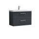 800mm Wall Hung 2 Drawer Vanity & Basin 3 - Nuie ARN1426D Black, Black colour ,image 1