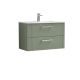 800mm Wall Hung 2 Drawer Vanity & Basin 2 - Nuie DPF895B Green