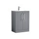 600mm Floor Standing 2 Door Vanity & Basin 2 - Nuie DPF225B Grey, Grey colour ,image 1