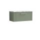 800 Wall Hung Single Drawer Vanity & Laminate Worktop - Nuie DPF896LCM Green, Green colour ,image 1