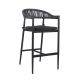 Rope Weave Bar Chair Half Back With Woven Seat - 690 x 1100 - Charcoal