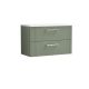 800mm Wall Hung 2 Drawer Vanity & Laminate Top - Nuie DPF895LSW Green, Green colour ,image 1