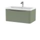 800mm Wall Hung 1 Drawer Vanity & Polymarble Basin - Nuie LUN806 Green, Green colour ,image 1