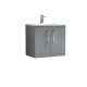 600mm Wall Hung 2 Door Vanity & Basin 4 - Nuie ARN2223G Grey, Grey colour ,image 1