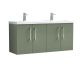 1200mm Wall Hung 4 Door Vanity & Double Basin - Nuie ARN823F Green, Green colour ,image 1