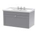 800mm Wall Hung 1 Drawer Vanity & Basin 3TH - Nuie CLC296G Grey, Grey colour ,image 1