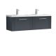 1200mm Wall Hung 2 Drawer Vanity & Double Basin - Nuie DPF1494C Black, Black colour ,image 1