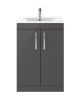 600mm Floor Standing Cabinet With Basin 2 - Nuie ATH075B Gloss Grey, Grey colour ,image 1