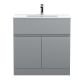 800mm Floor Standing 2-Door Vanity Unit & Basin 2 - Hudson Reed URB205B Satin Grey, Grey colour ,image 1