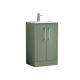 500mm Floor Standing 2 Door Vanity & Basin 2 - Nuie DPF823B Green, Green colour ,image 1