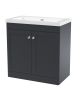 800mm Floor Standing 2-Door Vanity with Basin - 0 Tap Hole - Nuie CLC1426K Black, Black colour ,image 1